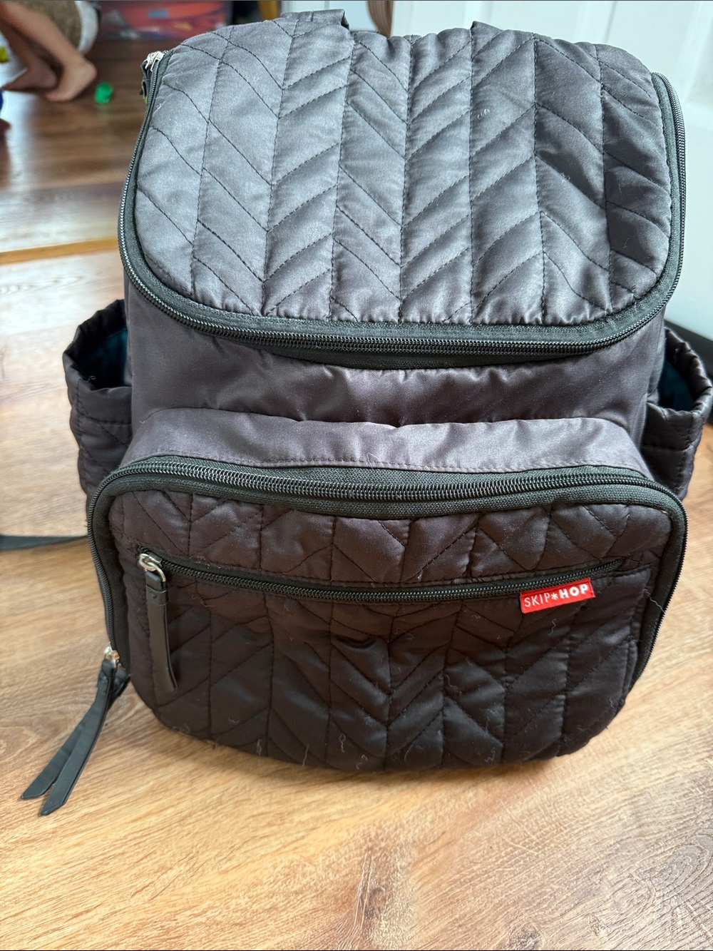 Skip Hop Quilted Black Diaper  Backpack